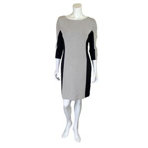 Banana Republic | Women's Black/Cream Knit Long Sleeve Shift Dress | Size: 2